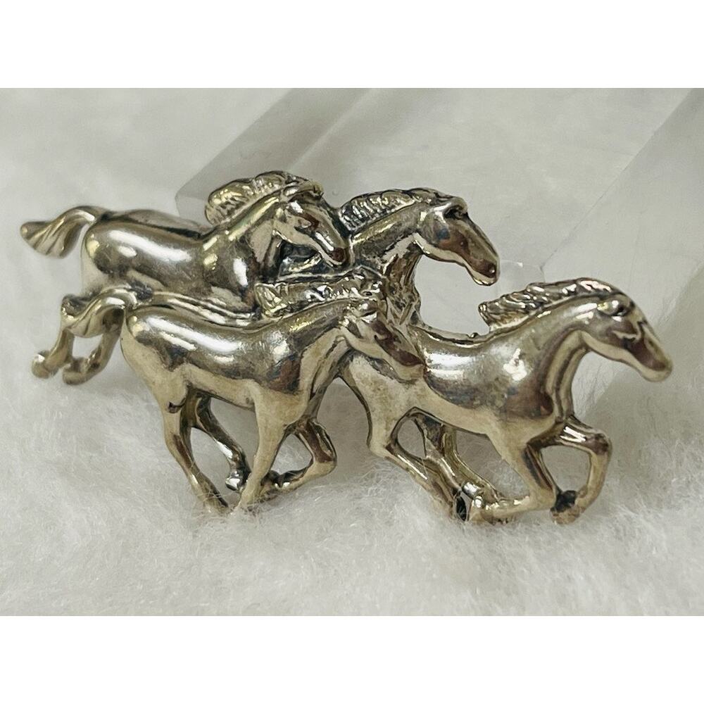 Vintage “Glen Sandoval” Stampede Of Horses Brooch Sterling 925